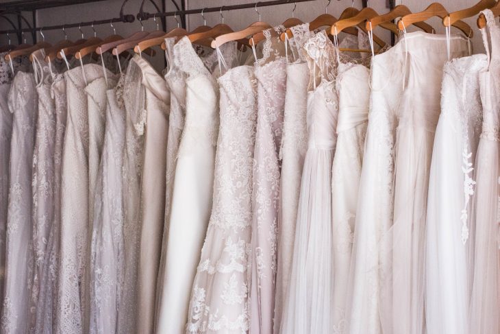 Wedding Dresses Hanging on a Rack