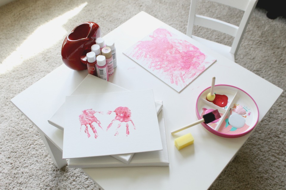 art supplies on table for making valentine's day crafts