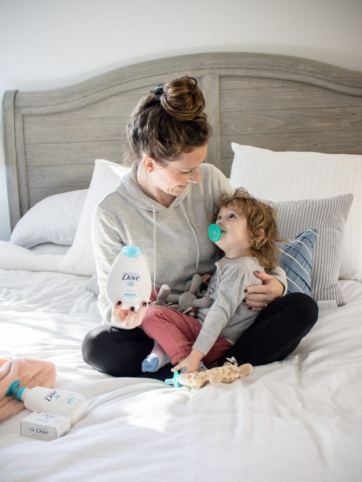 Mom and Baby with Dove Products