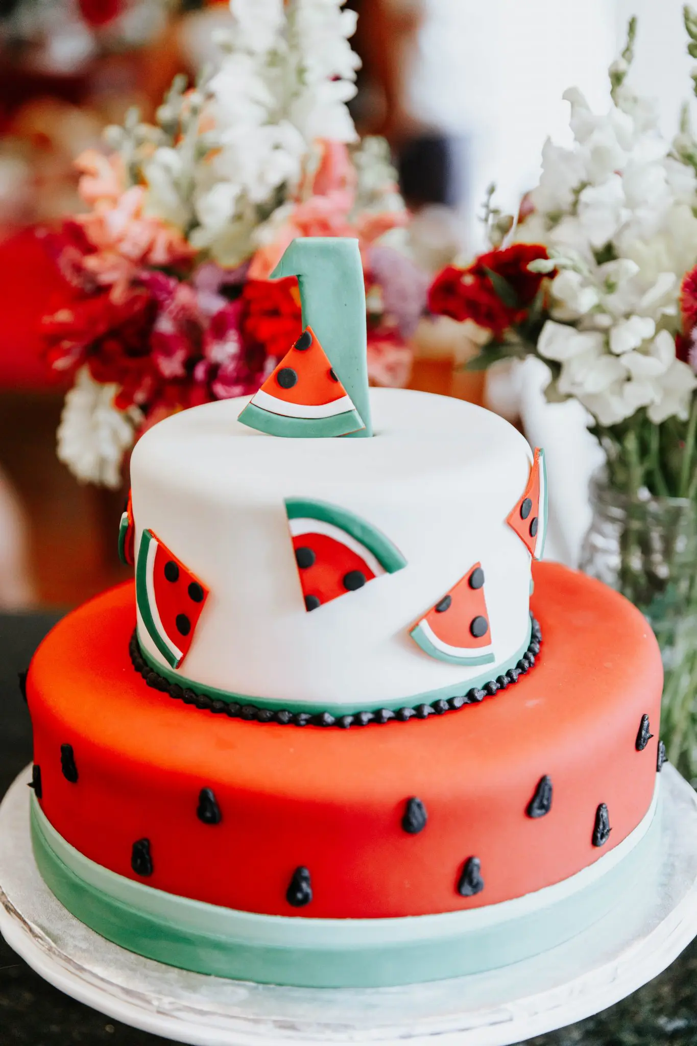 Watermelon Themed First Birthday Party Cake