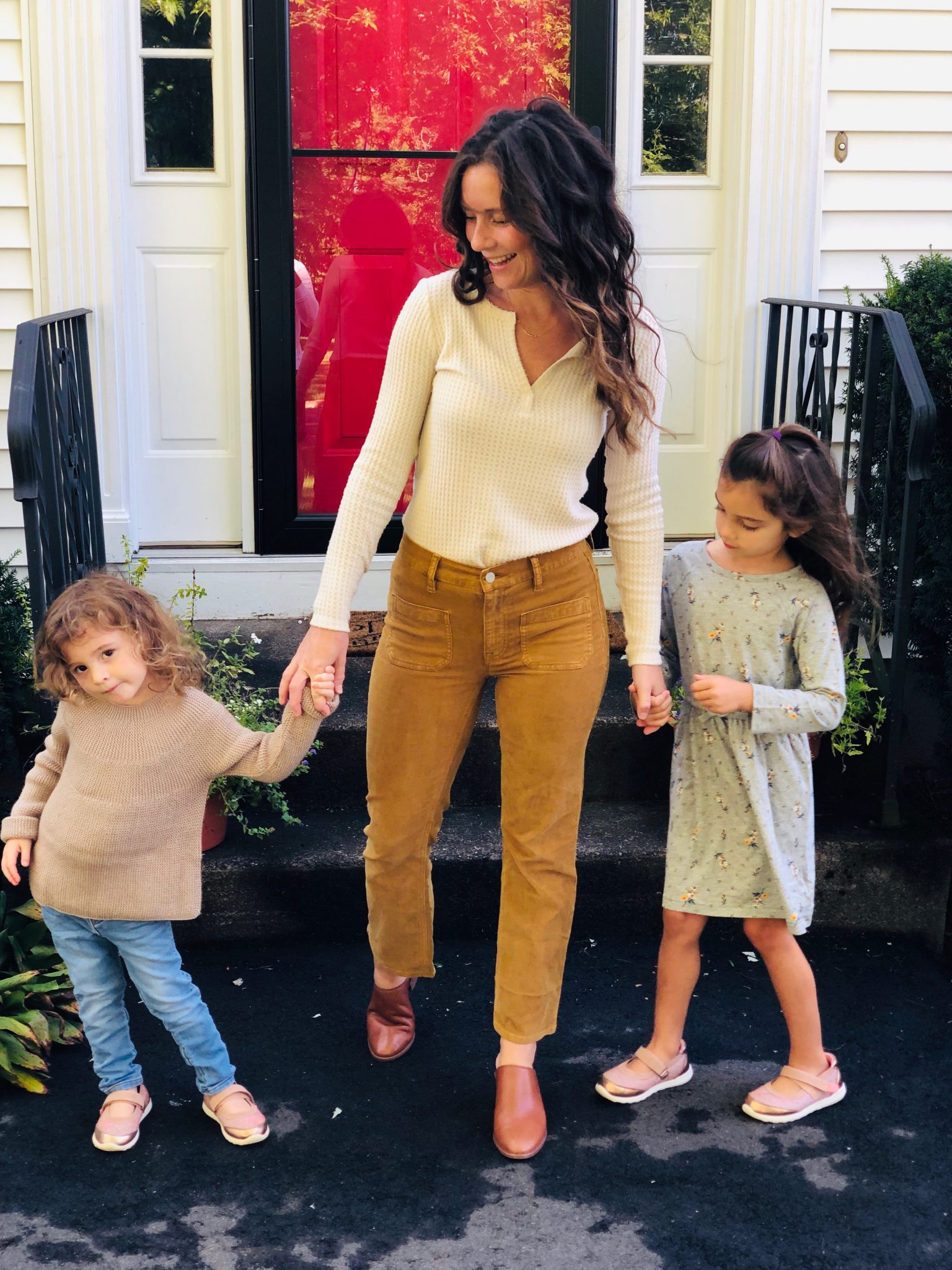 Mom and Kids in Fall Clothes