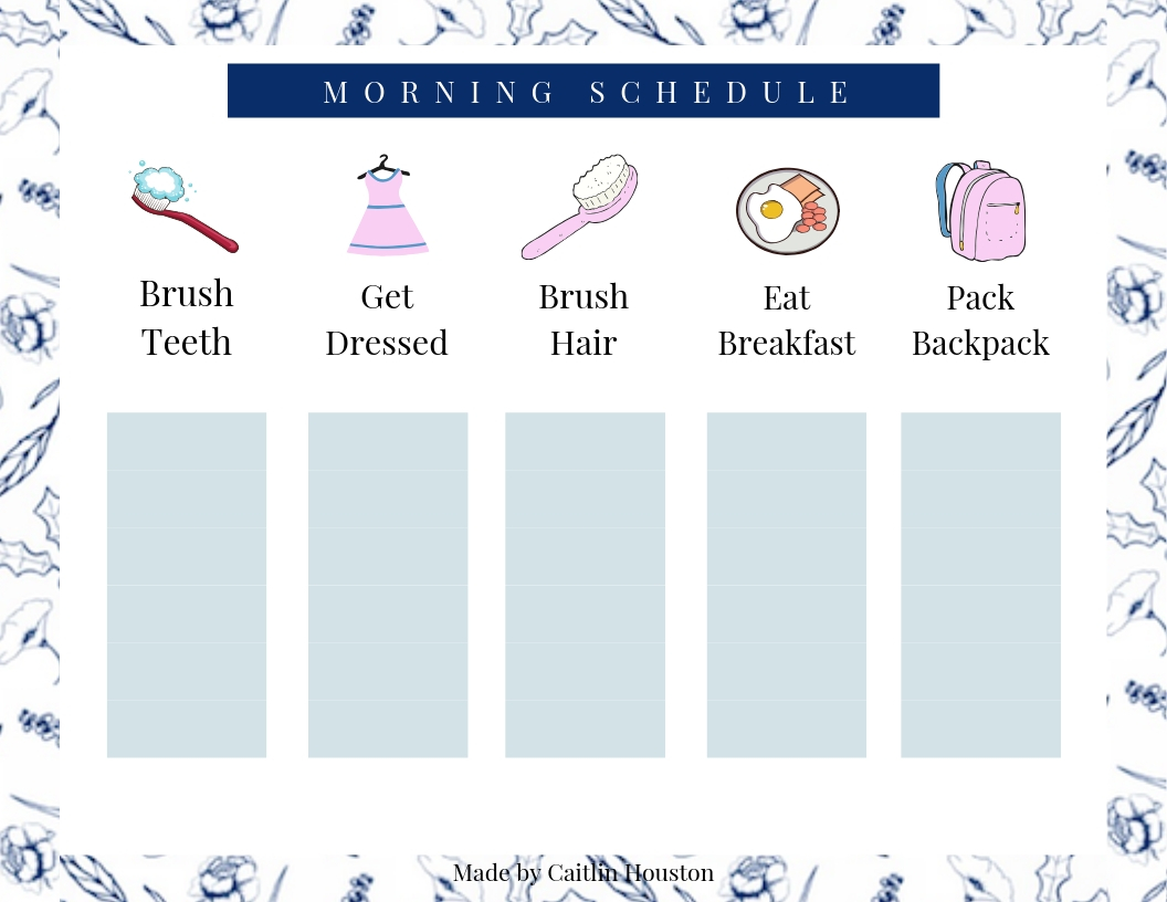 Morning Schedule Printable for Kids