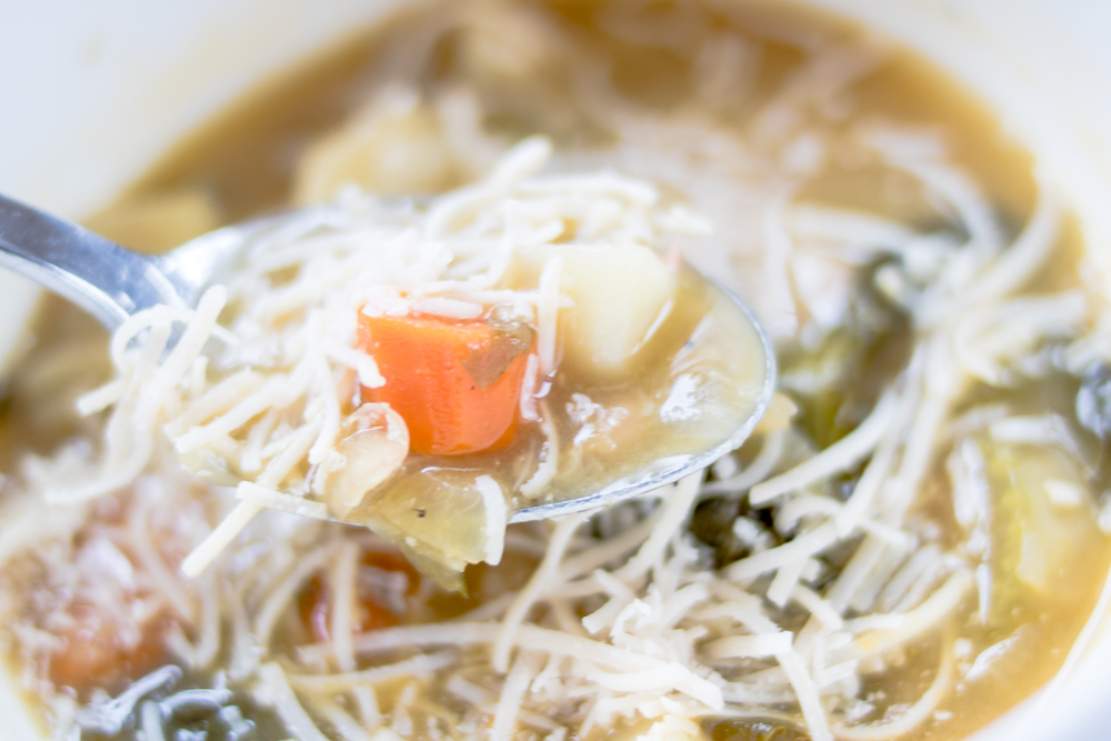 close up of soup