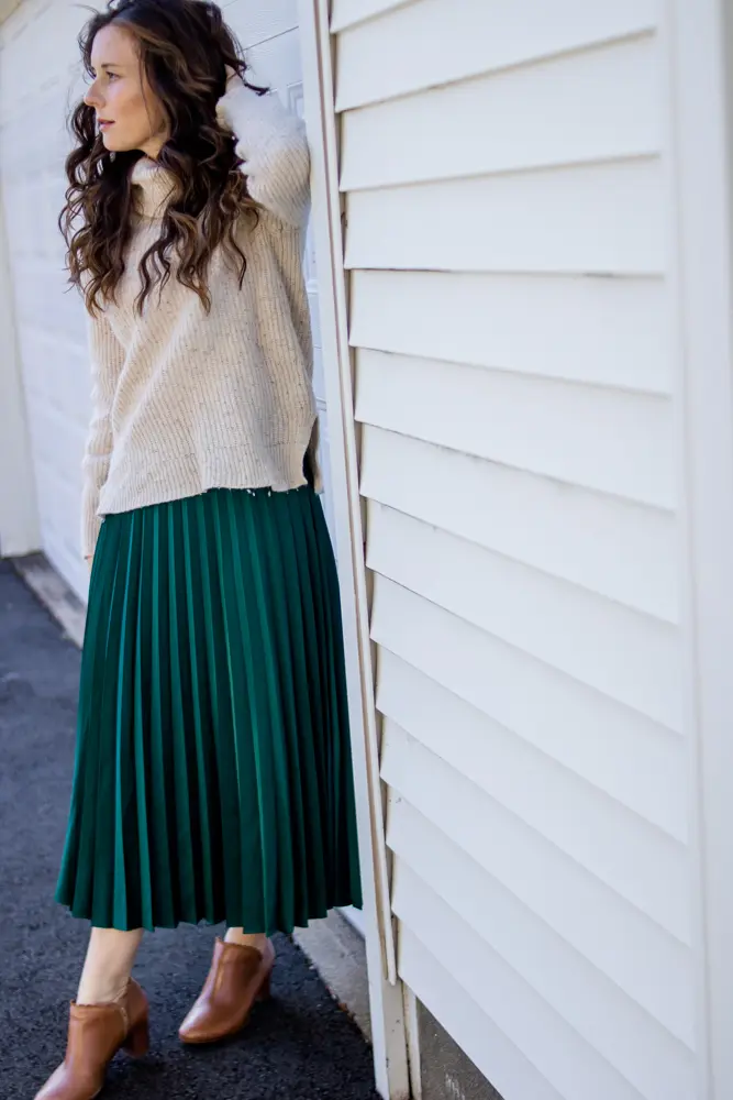 Turtleneck Sweater and Pleated Skirt by Caitlin Houston Blog