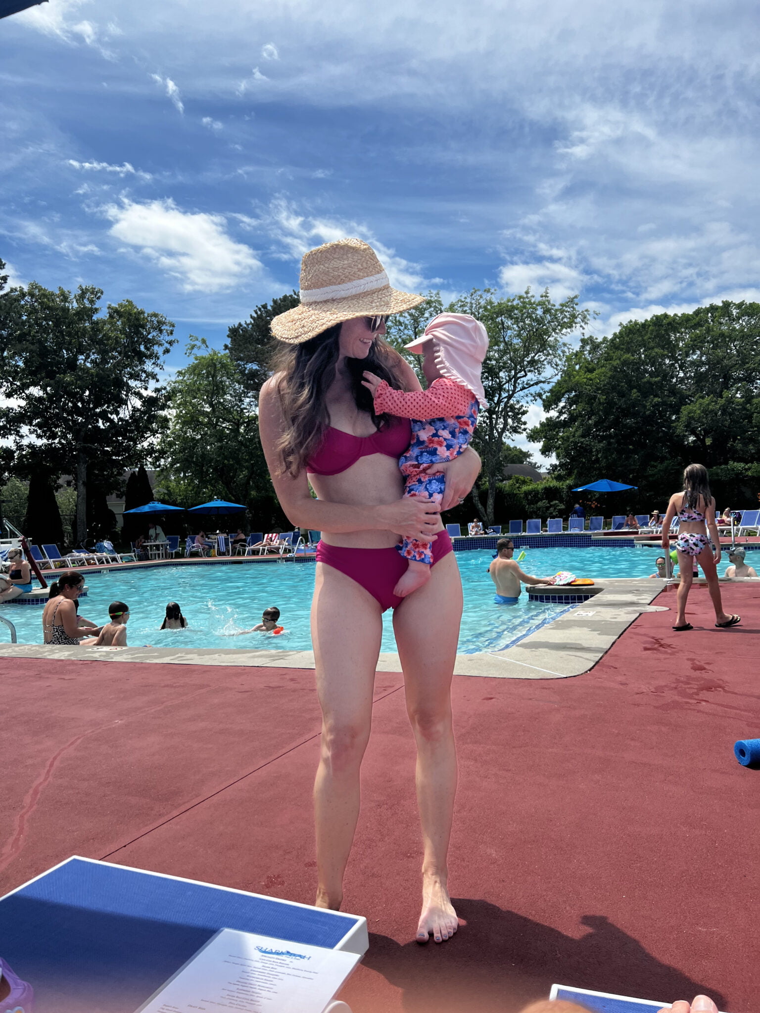 Mom with Baby at Pool Cape Cod