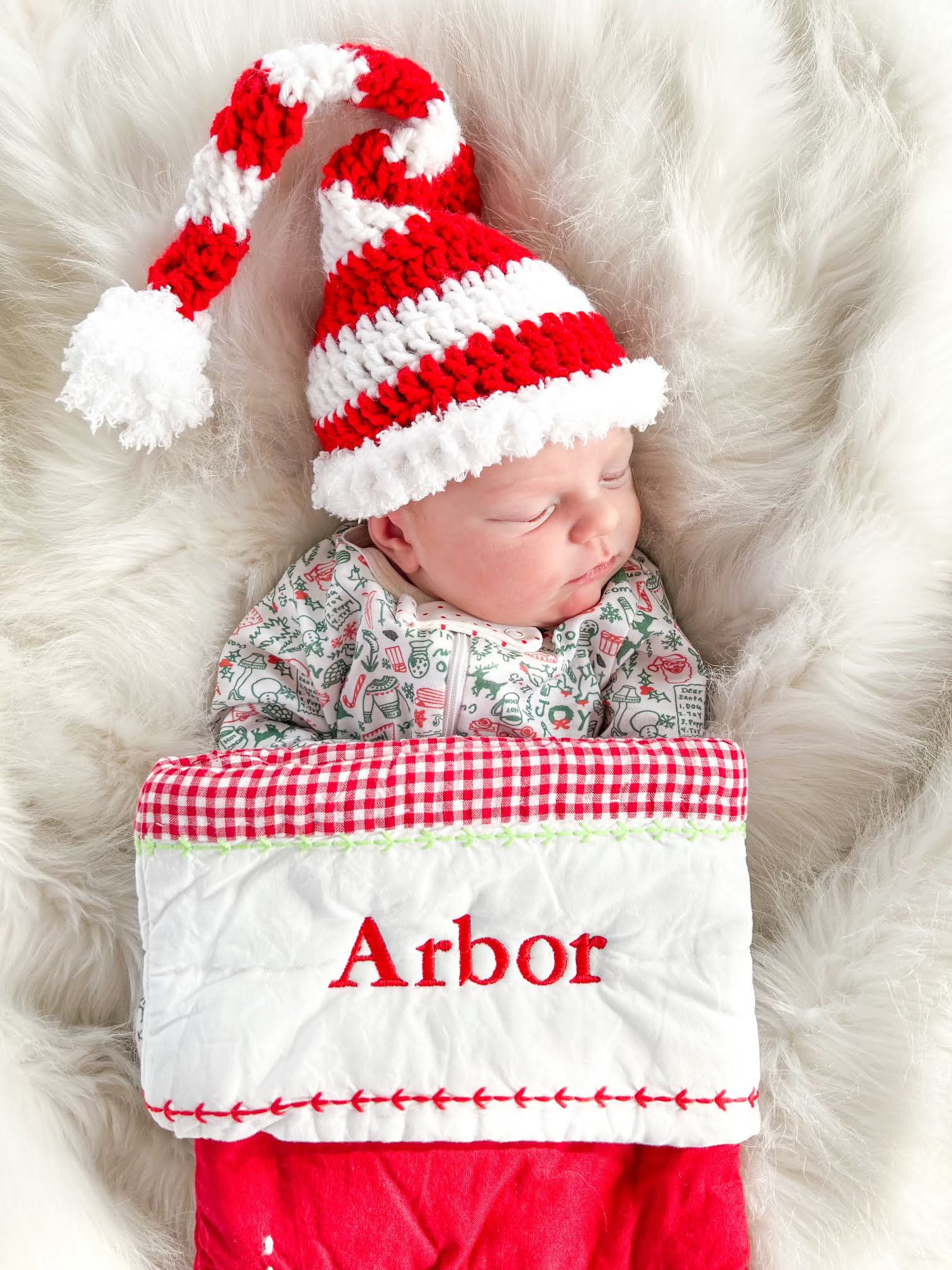 Newborn in Christmas Stocking 