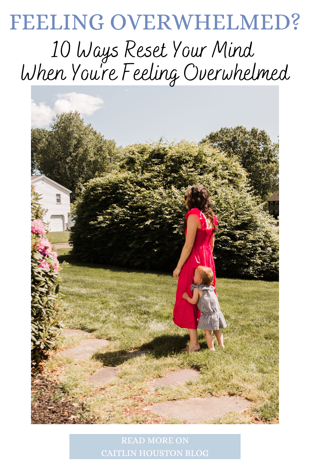 Mom with toddler pulling on dress feeling overwhelmed