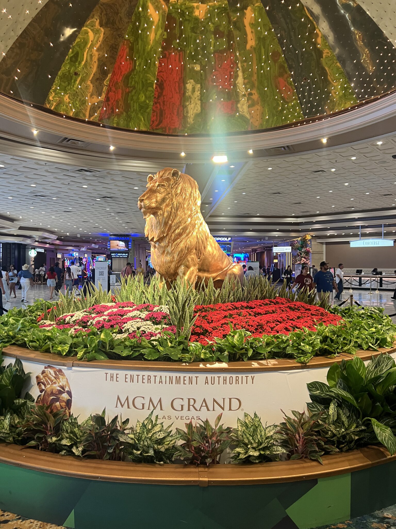 MGM Grand gold Lion statue lobby Las Vegas